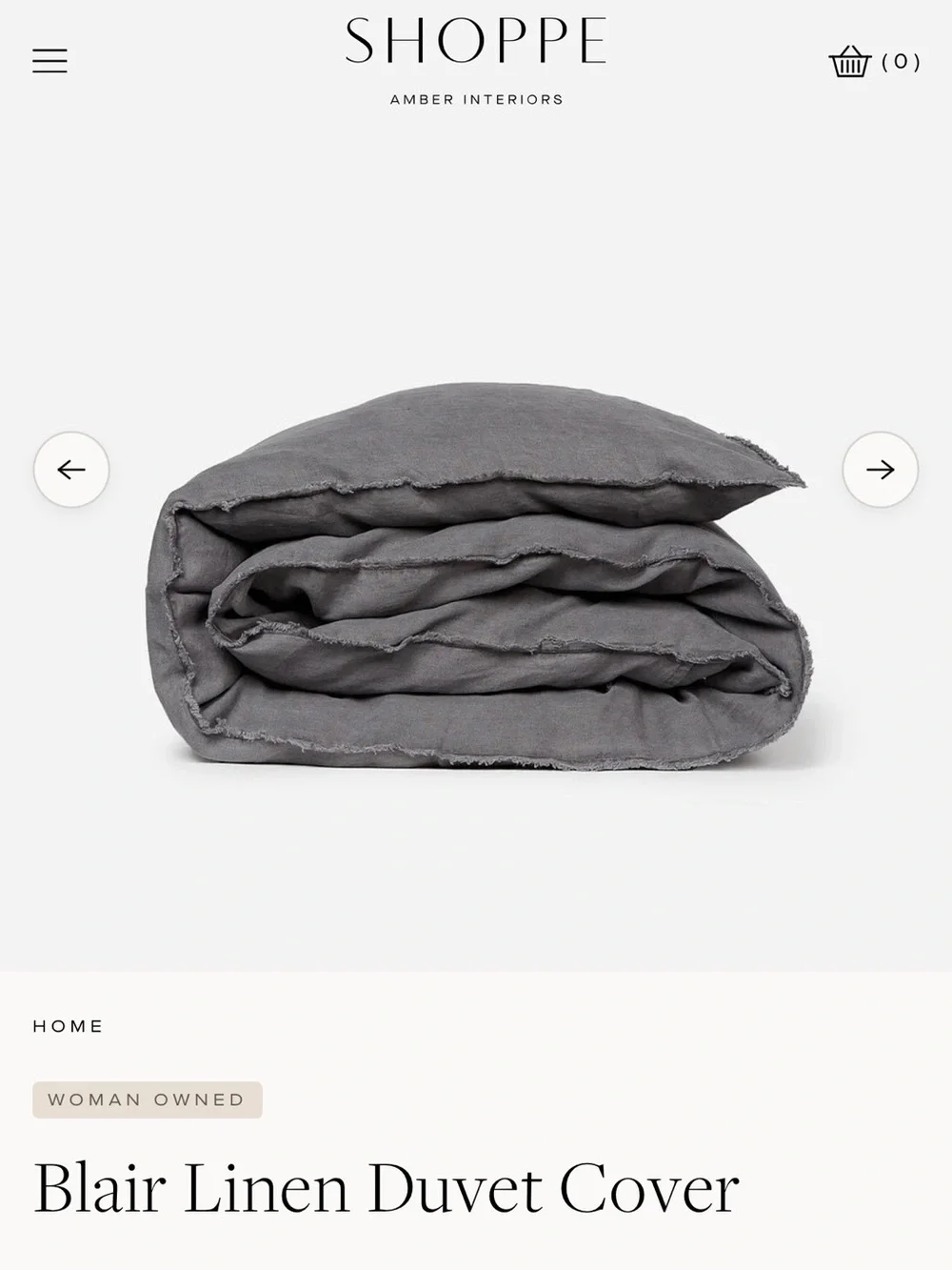 Pom Pom at Home King size Blair Linen Duvet and Shams in Charcoal Gray